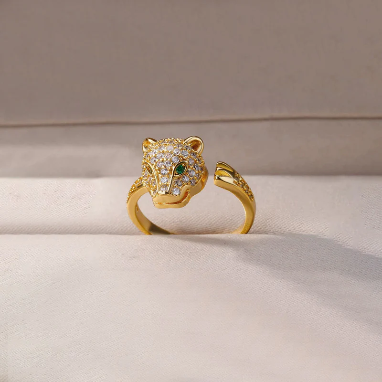Jaguar American Diamond Gold Plated Adjustable Ring