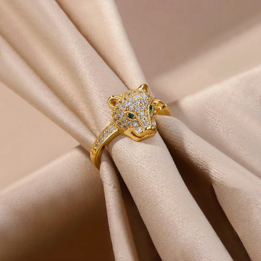 Jaguar American Diamond Gold Plated Adjustable Ring