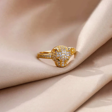 Jaguar American Diamond Gold Plated Adjustable Ring