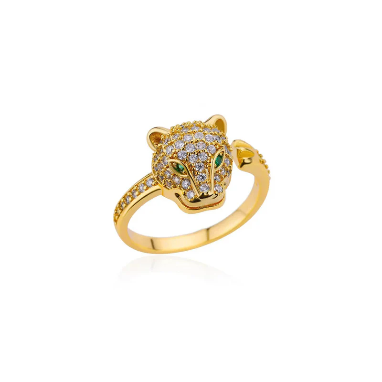 Jaguar American Diamond Gold Plated Adjustable Ring