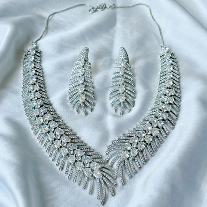 American Diamond Silver Plated Necklace Set