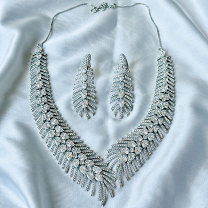 American Diamond Silver Plated Necklace Set