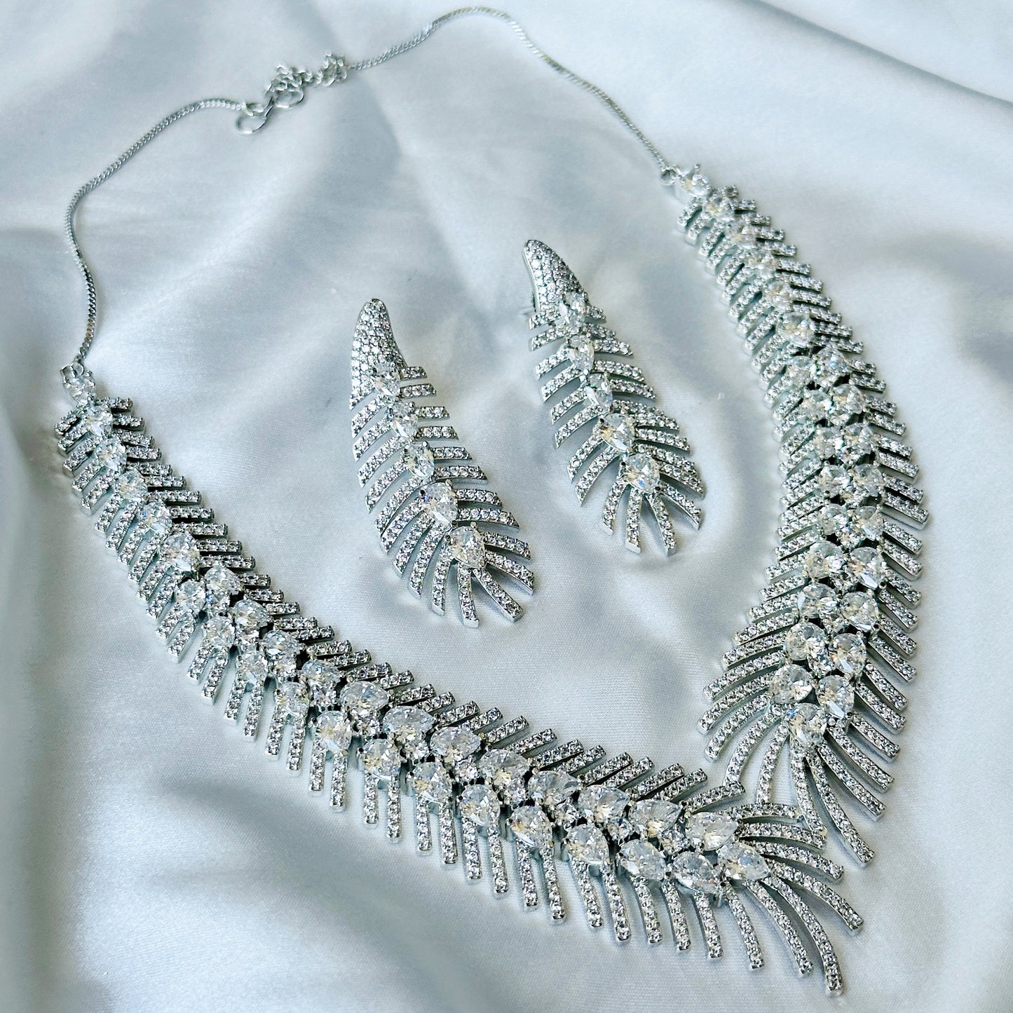 American Diamond Silver Plated Necklace Set
