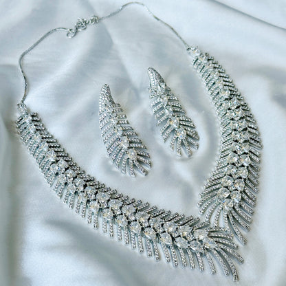 American Diamond Silver Plated Necklace Set