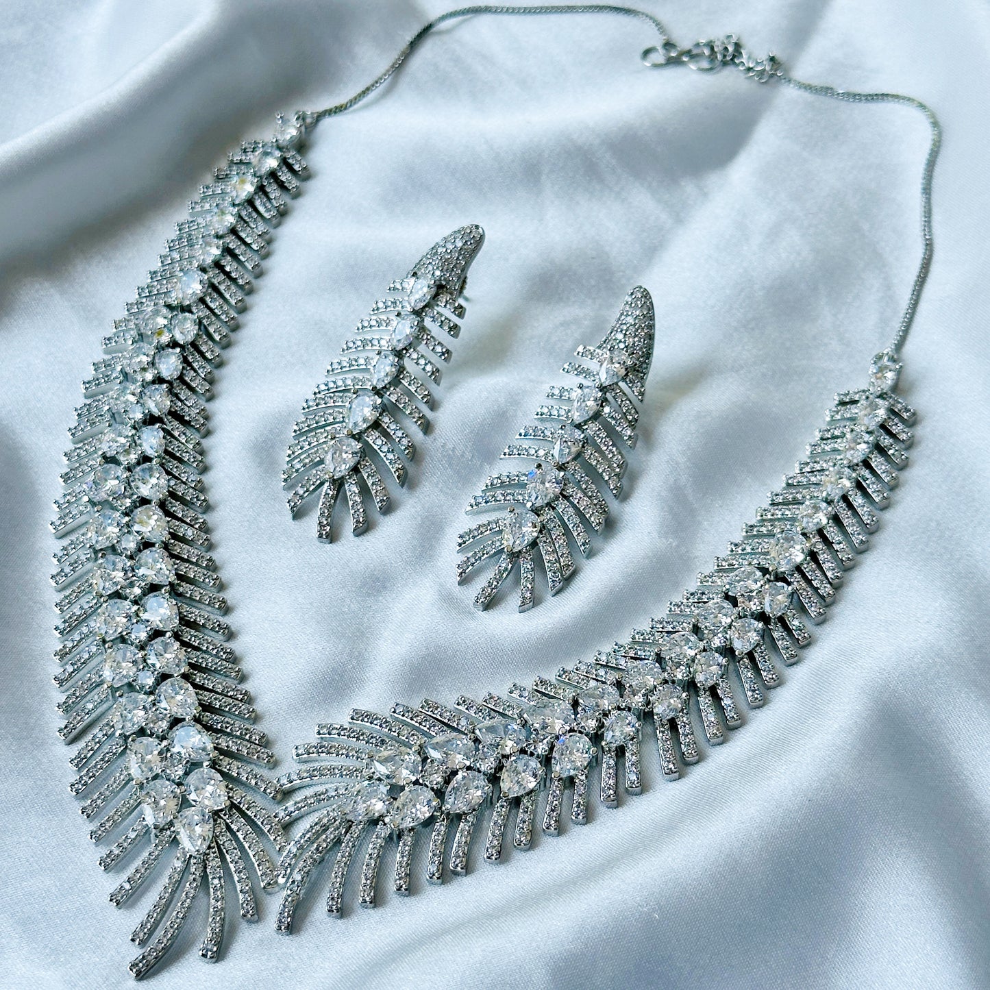 American Diamond Silver Plated Necklace Set