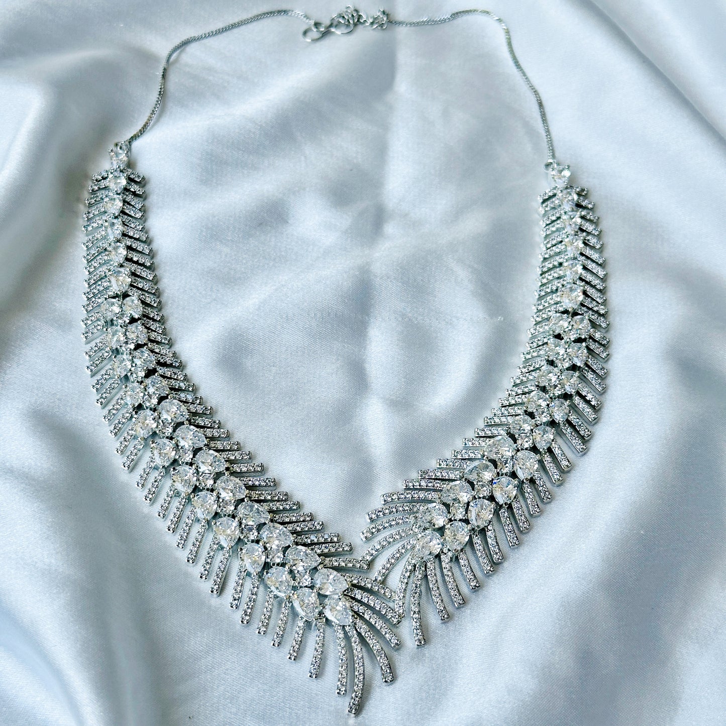 American Diamond Silver Plated Necklace Set
