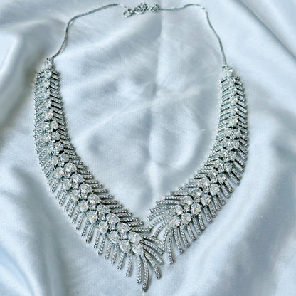 American Diamond Silver Plated Necklace Set