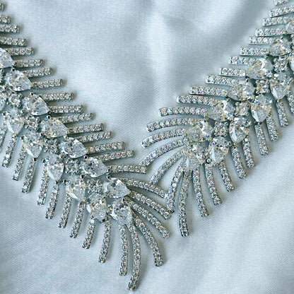 American Diamond Silver Plated Necklace Set
