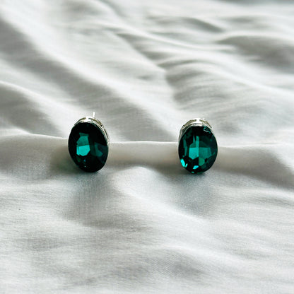 Green Emerald Swarovski Crystal Silver Plated Necklace Set