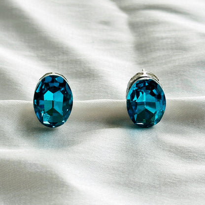 Aqua Blue Indicolite Swarovski Crystal Silver Plated Necklace Set