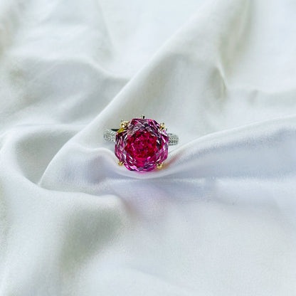 Fuchsia White Pink Topaz Cubic Zirconia Ice Cut American Diamond Gold/Silver Plated Adjustable Ring