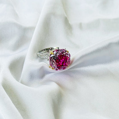 Fuchsia White Pink Topaz Cubic Zirconia Ice Cut American Diamond Gold/Silver Plated Adjustable Ring