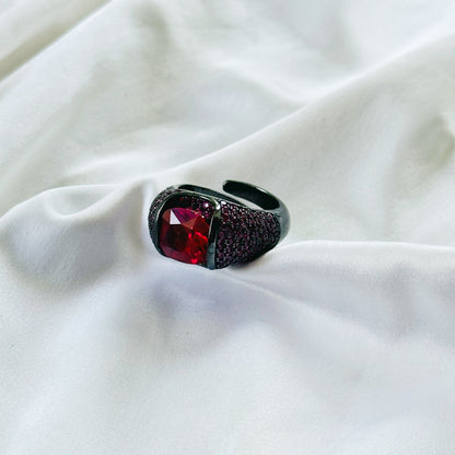 Ruby Cubic Zirconia Pink Ice Cut American Diamond Victorian Plated Adjustable Ring