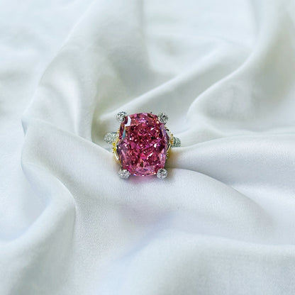 Pink Topaz Cubic Zirconia Ice Cut American Diamond Gold/Silver Plated Adjustable Ring