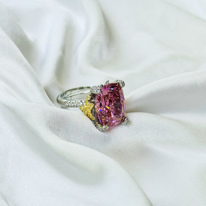 Pink Topaz Cubic Zirconia Ice Cut American Diamond Gold/Silver Plated Adjustable Ring