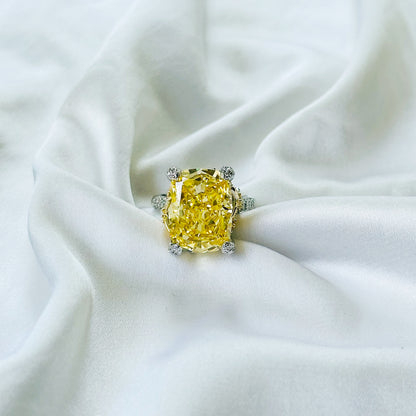 Yellow Topaz Cubic Zirconia Ice Cut American Diamond Gold/Silver Plated Adjustable Ring