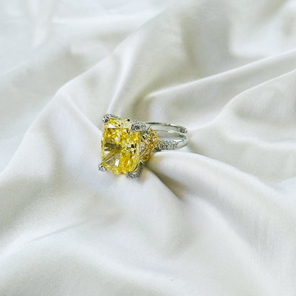 Yellow Topaz Cubic Zirconia Ice Cut American Diamond Gold/Silver Plated Adjustable Ring