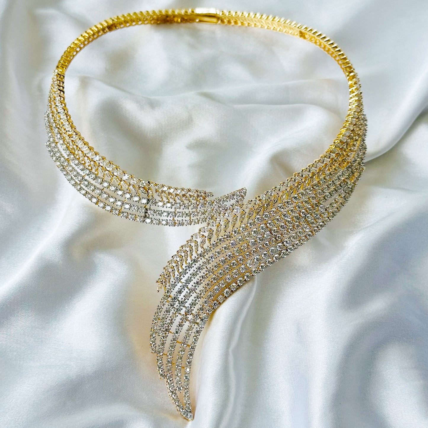 Solitaire Inspired CZ Gold/Silver-Plated Necklace Set