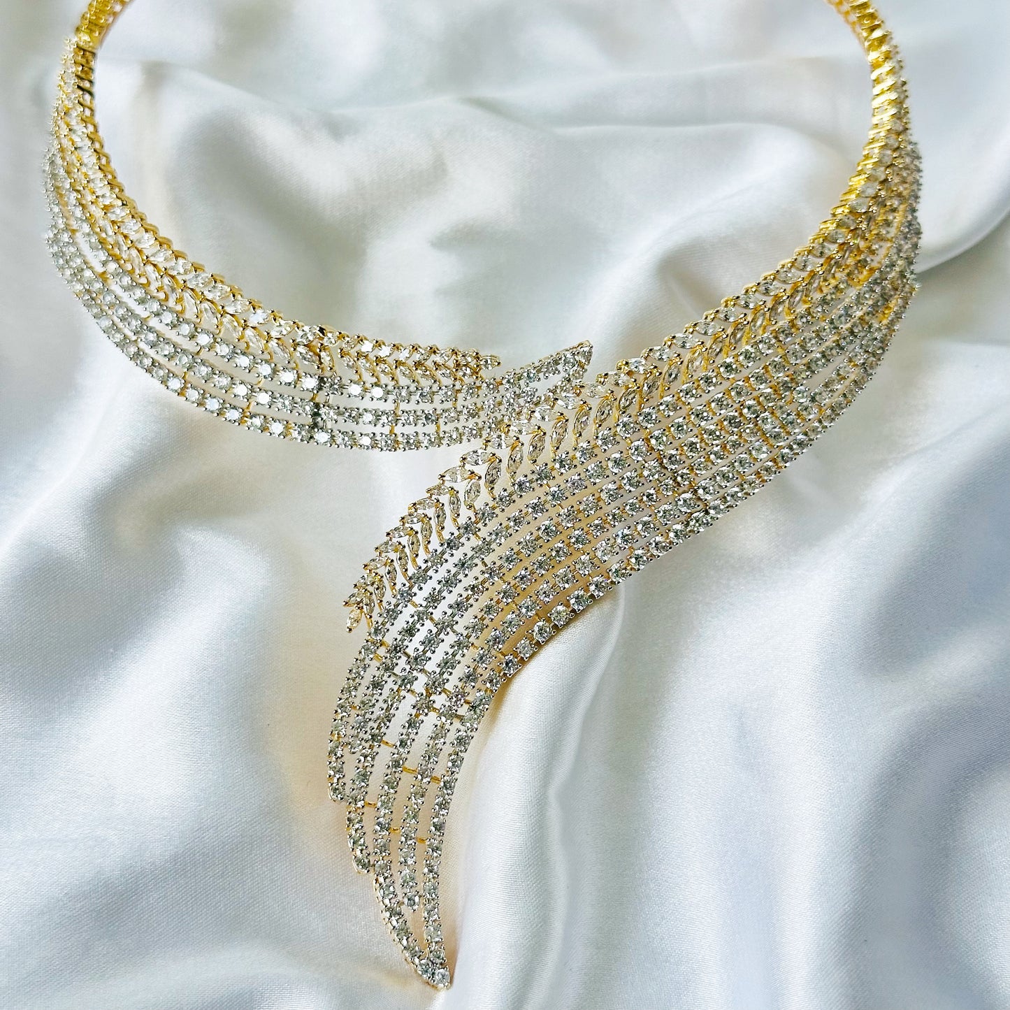 Solitaire Inspired CZ Gold/Silver-Plated Necklace Set