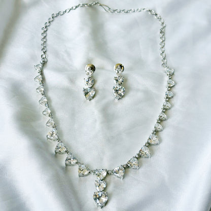 Solitaire Inspired CZ Silver-Plated Necklace Set