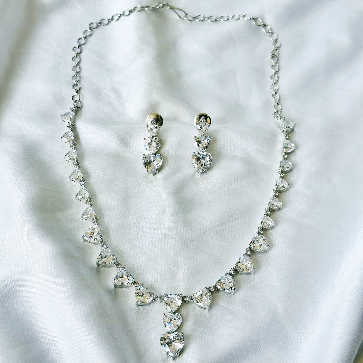 Solitaire Inspired CZ Silver-Plated Necklace Set
