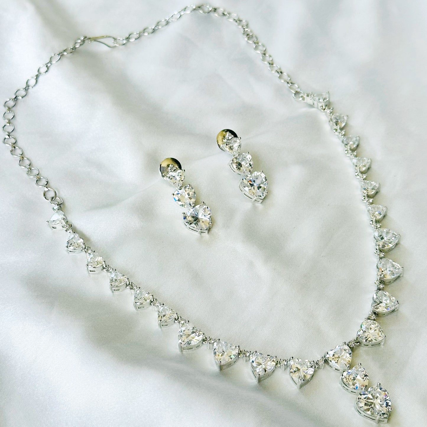 Solitaire Inspired CZ Silver-Plated Necklace Set