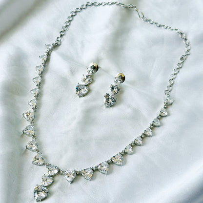 Solitaire Inspired CZ Silver-Plated Necklace Set