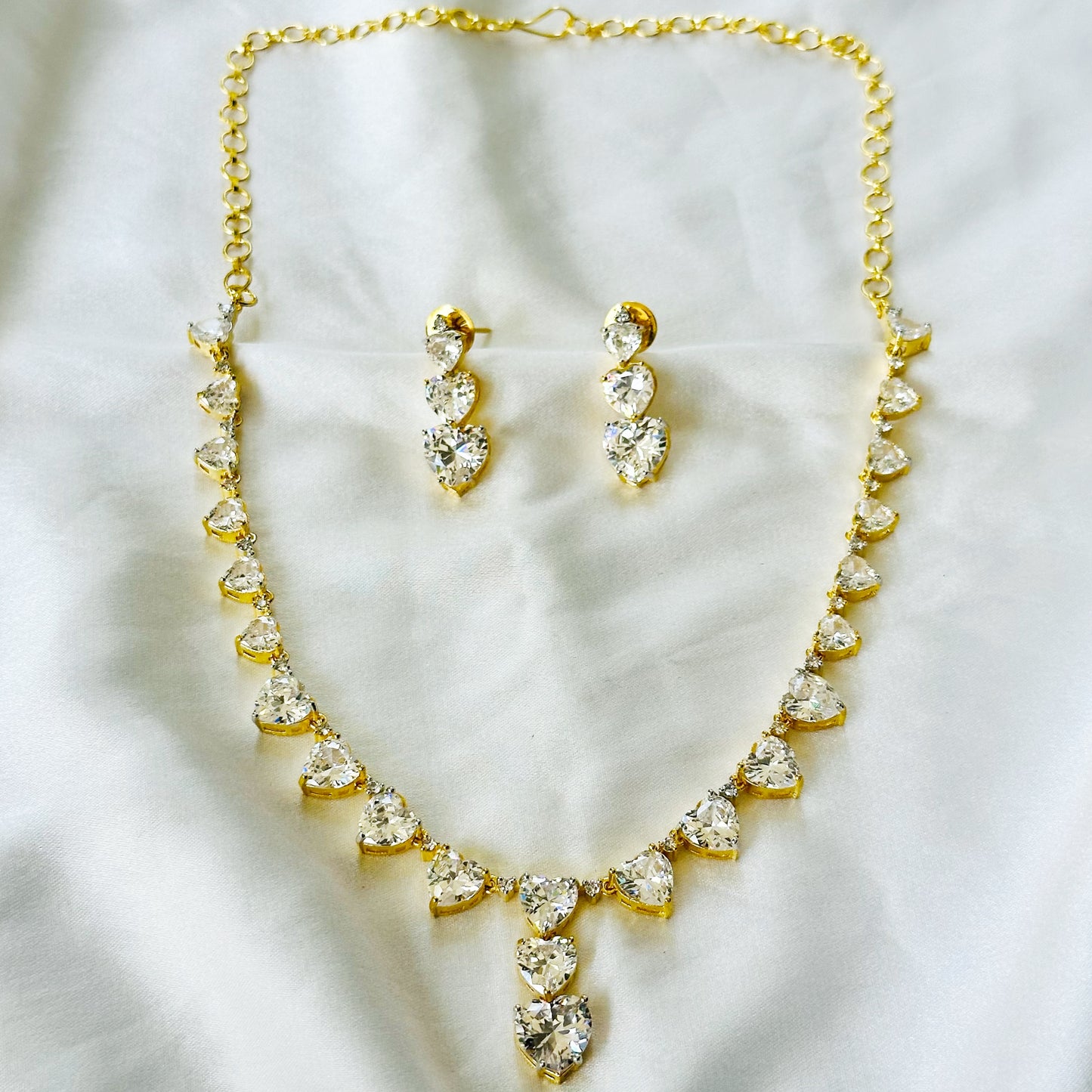 Solitaire Inspired CZ Gold-Plated Necklace Set