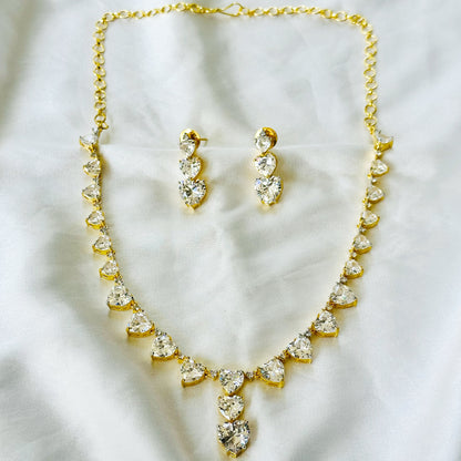 Solitaire Inspired CZ Gold-Plated Necklace Set