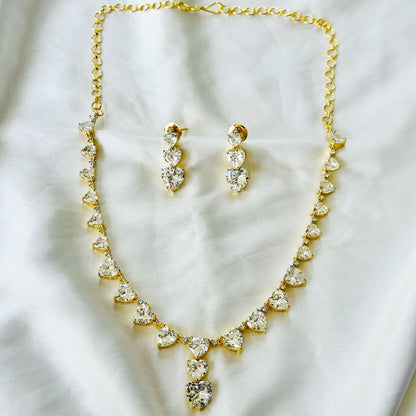 Solitaire Inspired CZ Gold-Plated Necklace Set