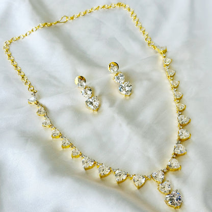 Solitaire Inspired CZ Gold-Plated Necklace Set