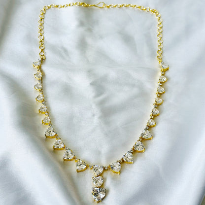 Solitaire Inspired CZ Gold-Plated Necklace Set