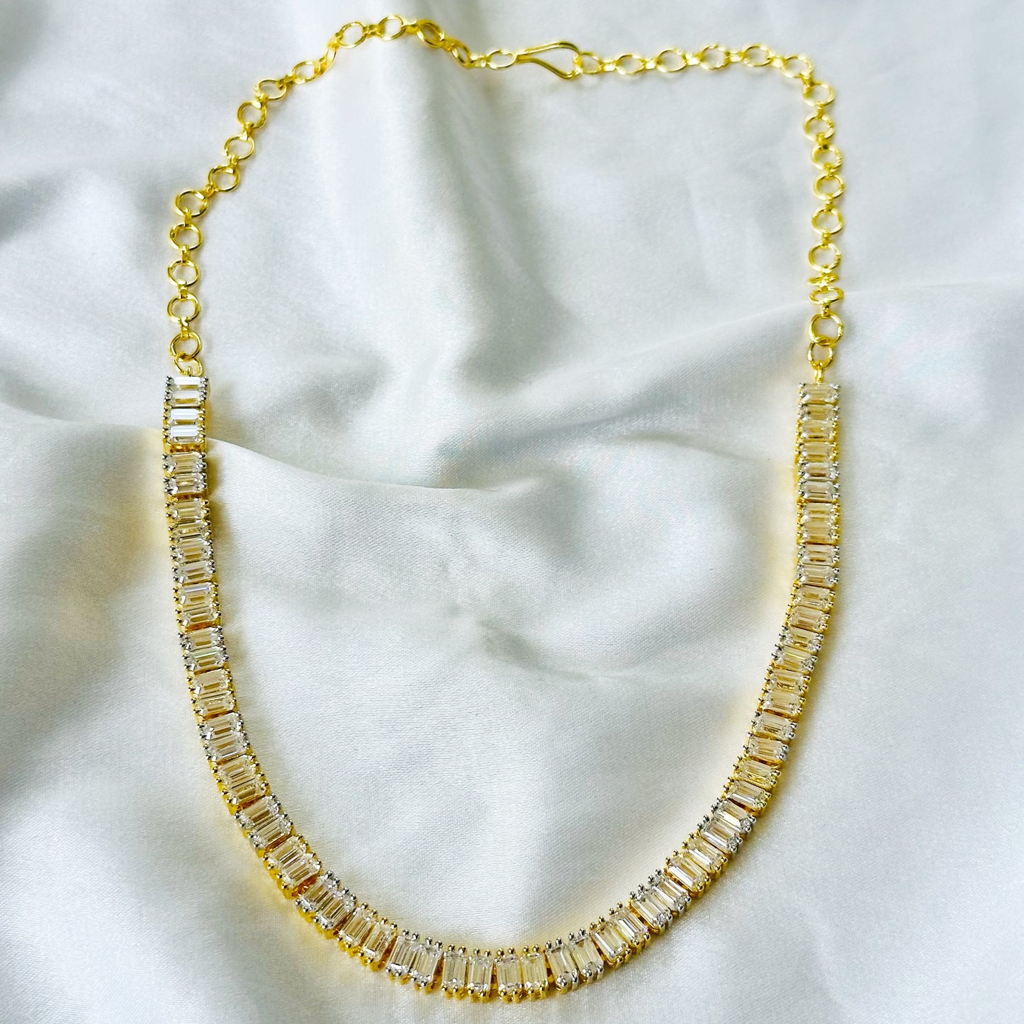 Solitaire Inspired CZ Gold/Silver-Plated Necklace Set