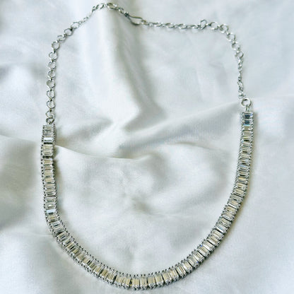 Solitaire Inspired CZ Silver-Plated Necklace Set