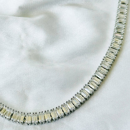 Solitaire Inspired CZ Silver-Plated Necklace Set