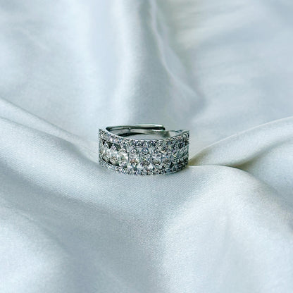 Solitaire Inspired CZ Silver-Plated Adjustable Ring