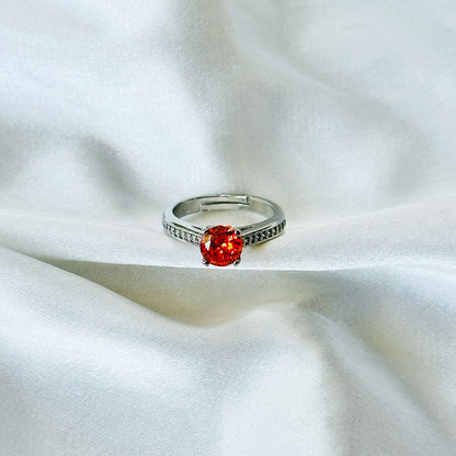 Spinel Orange Inspired CZ Silver-Plated Adjustable Ring