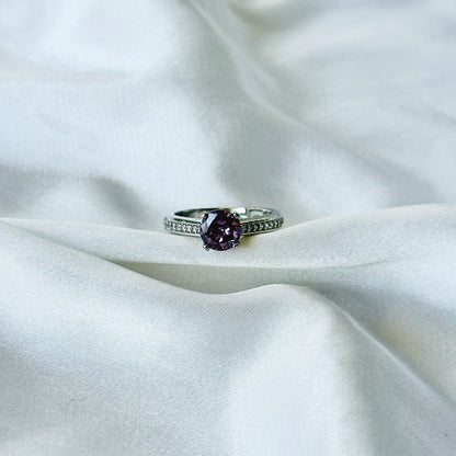Royal Purple Inspired CZ Silver-Plated Adjustable Ring