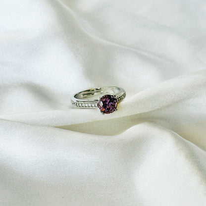 Royal Purple Inspired CZ Silver-Plated Adjustable Ring