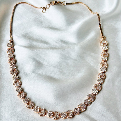 American Diamond Rose Gold Plated Necklace Set