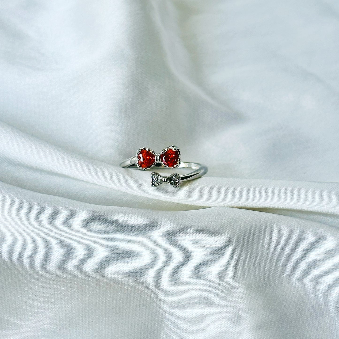 Spinel Orange Inspired CZ Silver-Plated Adjustable Ring