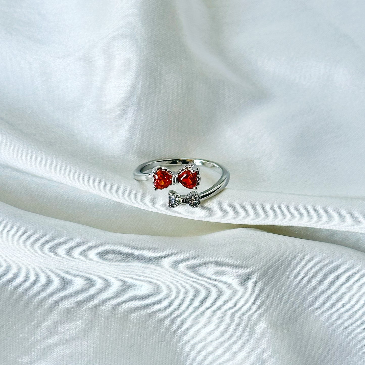 Spinel Orange Inspired CZ Silver-Plated Adjustable Ring