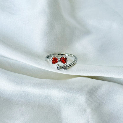 Spinel Orange Inspired CZ Silver-Plated Adjustable Ring