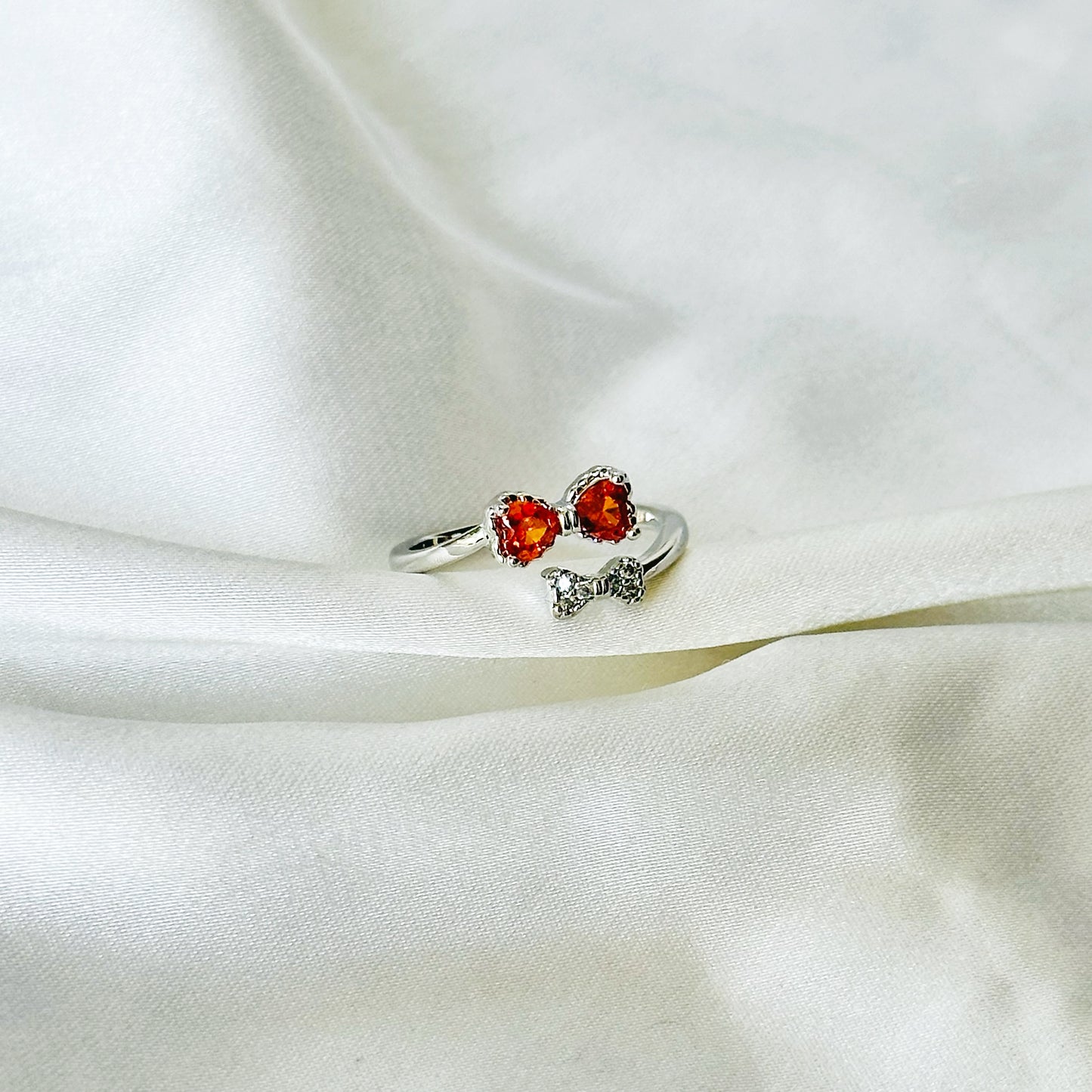 Spinel Orange Inspired CZ Silver-Plated Adjustable Ring