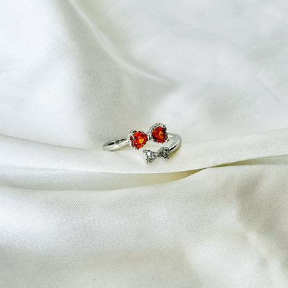 Spinel Orange Inspired CZ Silver-Plated Adjustable Ring