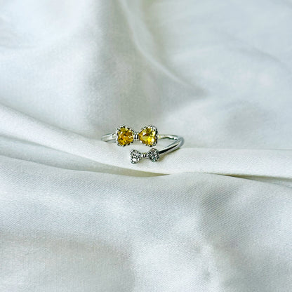 Golden Yellow Inspired CZ Silver-Plated Adjustable Ring