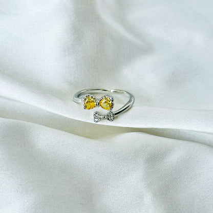 Golden Yellow Inspired CZ Silver-Plated Adjustable Ring