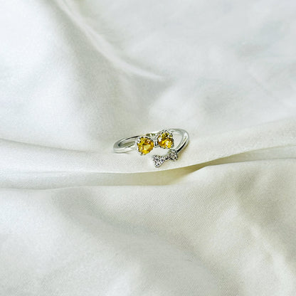 Golden Yellow Inspired CZ Silver-Plated Adjustable Ring