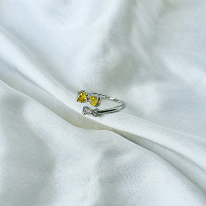 Golden Yellow Inspired CZ Silver-Plated Adjustable Ring