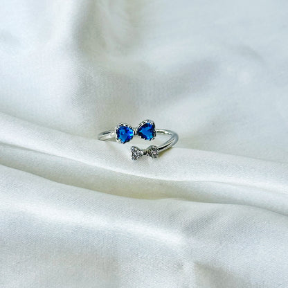 Sapphire Blue Inspired CZ Silver-Plated Adjustable Ring